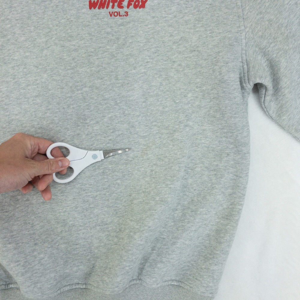 White Fox Hoodie Womens S/M Gray Vol 3 Graphic Pullover Oversized Streetwear - Picture 6 of 14